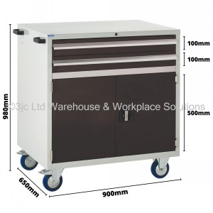 Euroslide Storage Cabinet Mobile 2 Drawers & Cupboard